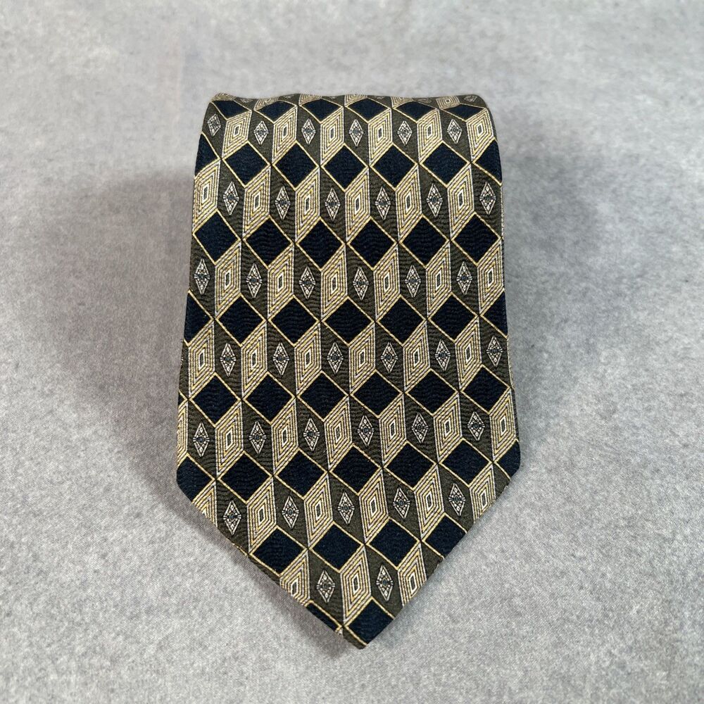 van heusen Men’s Tie Geometric Pattern Blue Green Gold